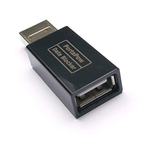 PortaPow USB Data Blocker (Black 5 Pack) - Protect Against Juice Jacking