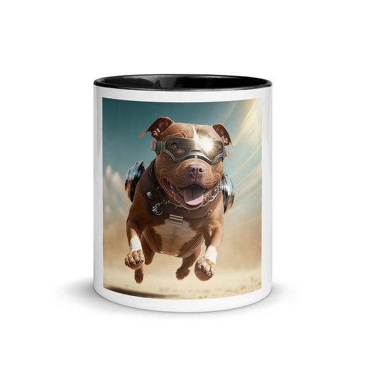 Happy Heroic Pitbull. Mug with Color Inside