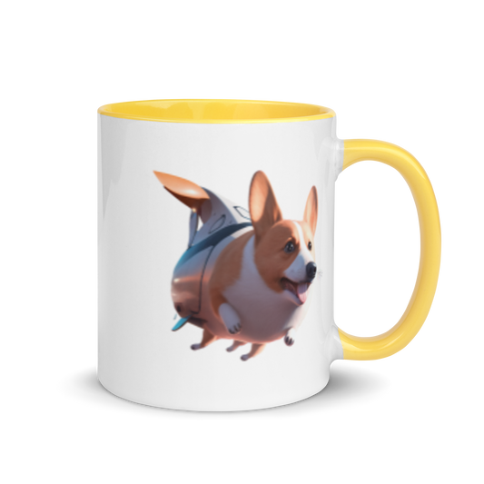 Corgi Blimp, No Background. Mug with Color Inside